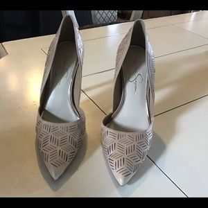 Nude colored cut out pumps